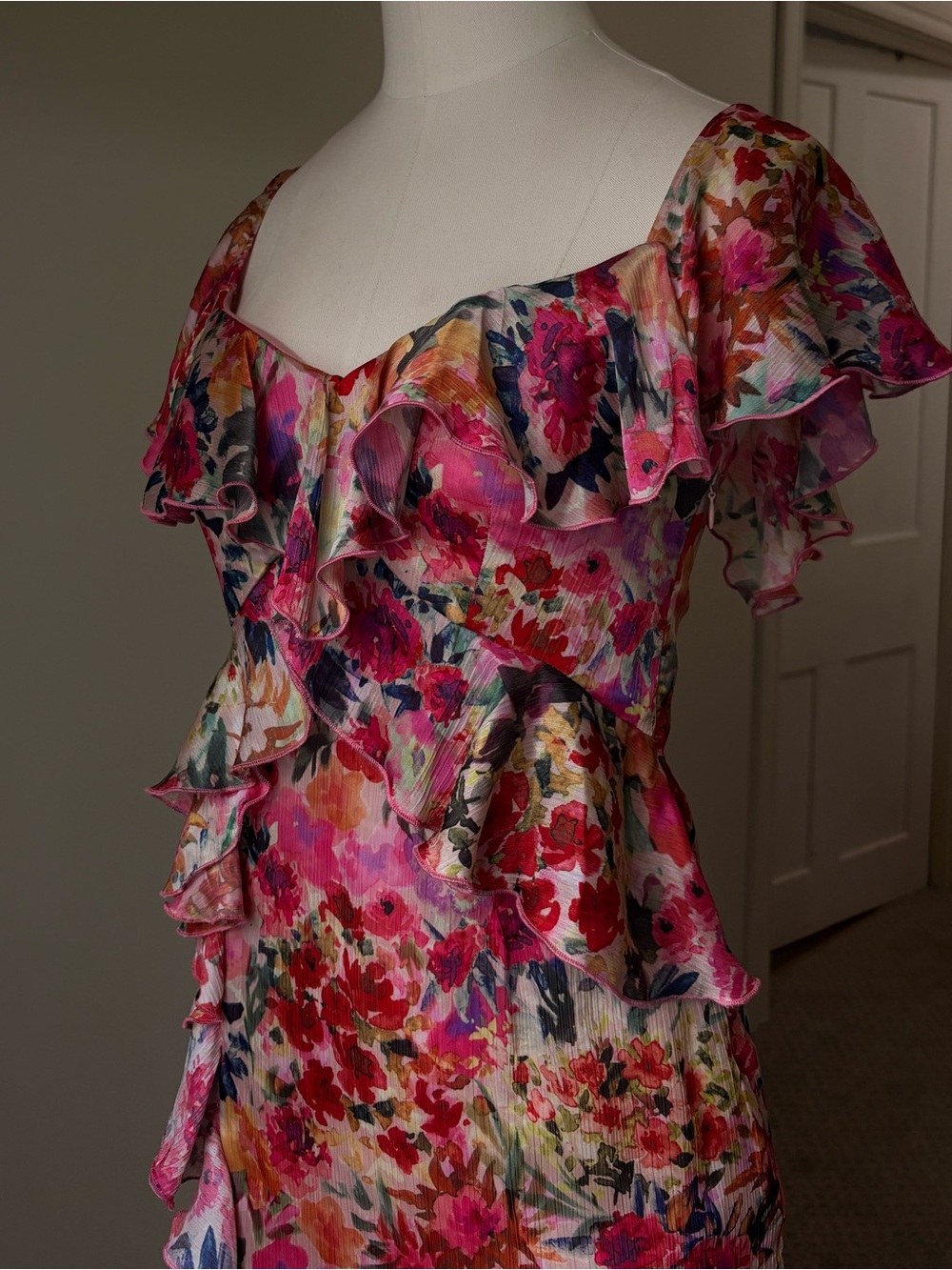 Zara Pink Floral Ruffle Mini Dress